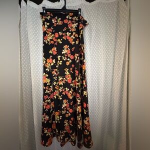 LuLaRoe Floral Maxi Skirt in Black with Red and Yellow
